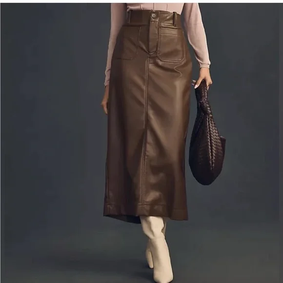 Anthropologie The Colette Faux Leather Maxi Skirt by Maeve - Picture 2 of 8